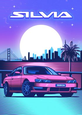 silvia s14 jdm synthwave