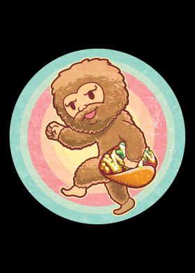 Funny Bigfoot Holding Taco