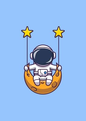 Cute Astronaut Swinging