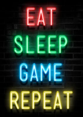 Eat Sleep Game Repeat Displate - Posters Online Pictures, Unique Metal Shop Paintings | Prints