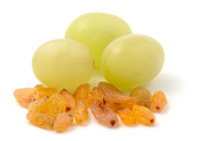 Sultanas grapes and raisin