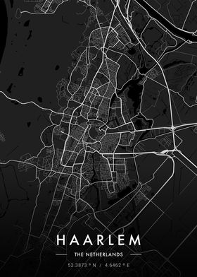 Haarlem City Map Dark