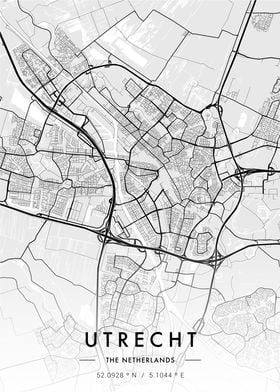 Utrecht City Map White