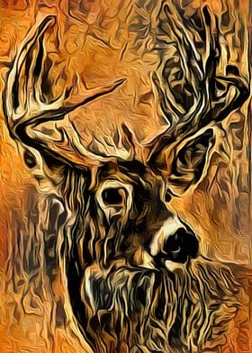 Deer Vintage Forest Art