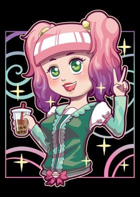Bubble Tea Anime Girl Kawa