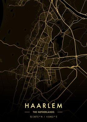 Haarlem City Map Gold