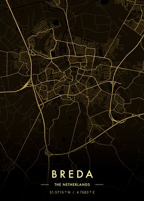 Breda City Map Gold