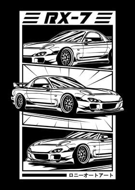 Mazda RX7 Manga style