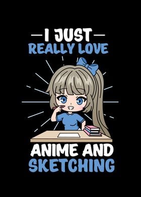 Chibi Anime Girl Sketching