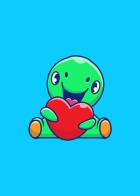 Cute Dinosaur Holding Love