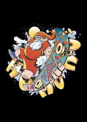 Santa Claus skateboarding