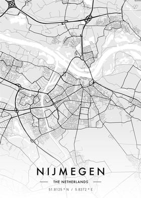 Nijmegen City Map White