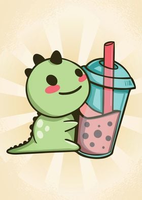 Dinosaur with drink