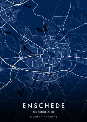 Enschede City Map Blue