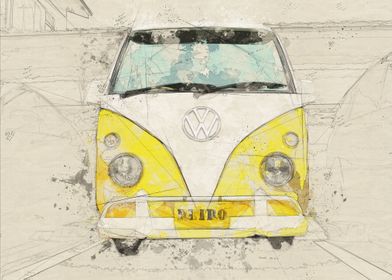 Yellow art VW classic