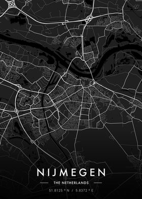 Nijmegen City Map Dark