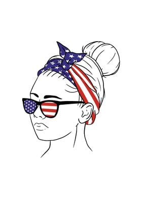 American flag bandana girl