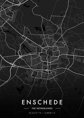 Enschede City Map Dark