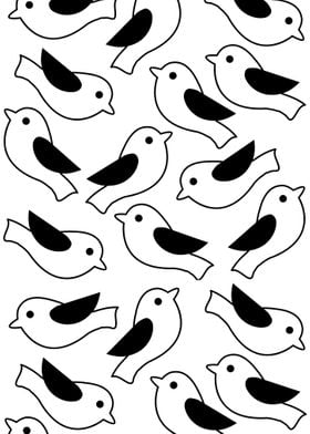 cute black birds line art