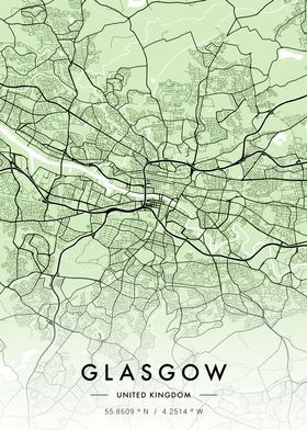 Glasgow City Map Green