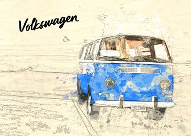 Blue VW classic 