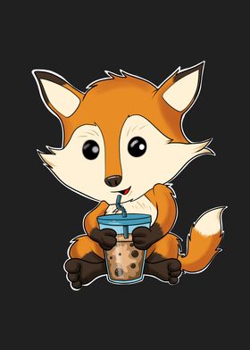 Bubble Tea Kawaii Fox