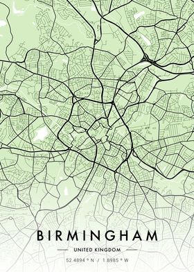 Birmingham City Map Green