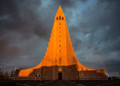 Hallgrimskirkja at Sunset