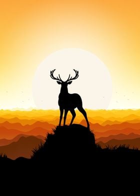 deer animal sunset