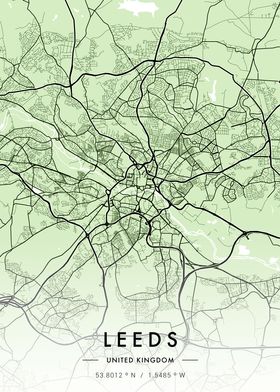 Leeds City Map Green