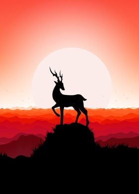 deer animal sunset