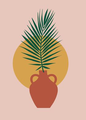 Palm leaf vase modern art