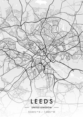 Leeds City Map White