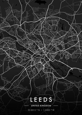 Leeds City Map Dark