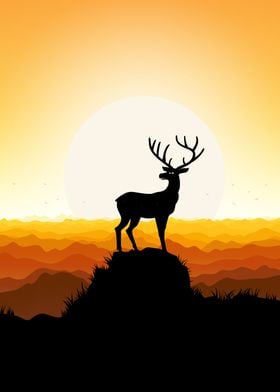 deer animal sunset