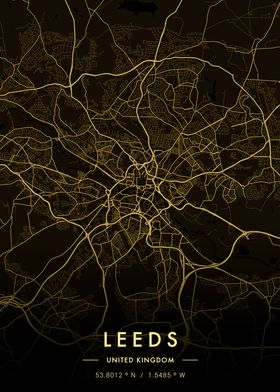 Leeds City Map Gold