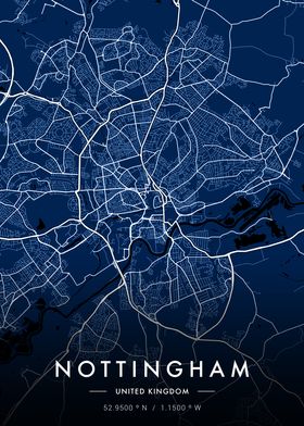 Nottingham City Map Blue