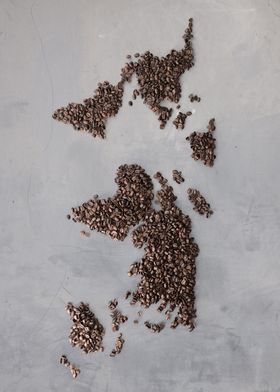 World Map Coffee Beans