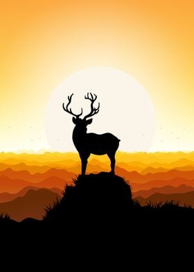 deer animal sunset