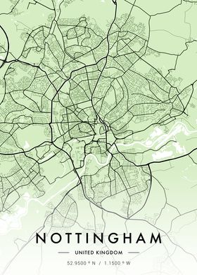 Nottingham City Map Green