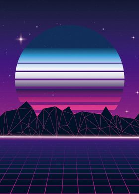 80s vaporwave sunset