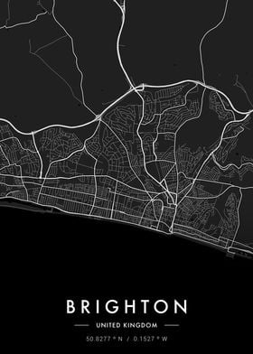 Brighton City Map Dark