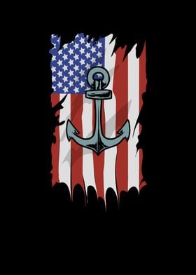 USA Flag Fisherman Anchor