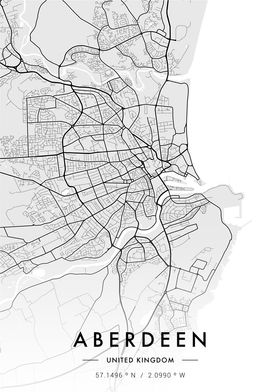 Aberdeen City Map White