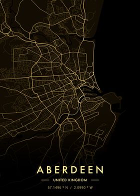 Aberdeen City Map Gold