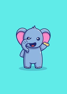 Cute Elephant Holding Nut 