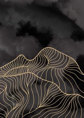 Abstract Mountain line art