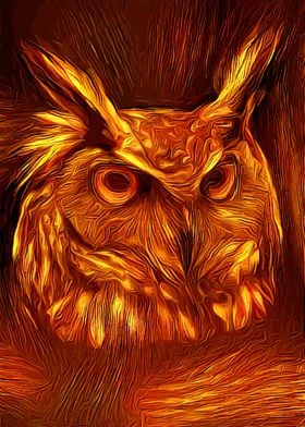 Owl Burning Gold