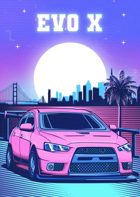 EVO X jdm lancer synthwave