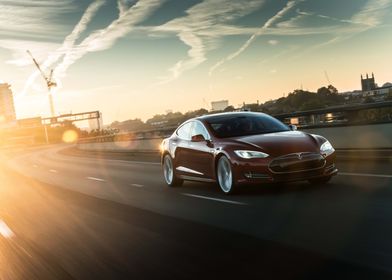 Tesla model S sunset